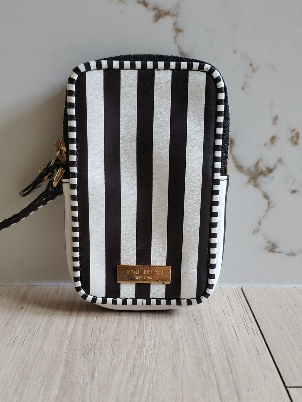 Henri Bendel Black White Stripe Phone Wristlet